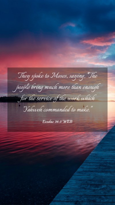 Picture 03 - Exodus 36:5 WEB Mobile Phone Wallpaper - They spoke to Moses, saying, 
