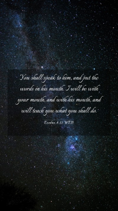 Picture 03 - Exodus 4:15 WEB Mobile Phone Wallpaper - You shall speak to him, and put the words in his - Mobile Bible Verse Wallpaper