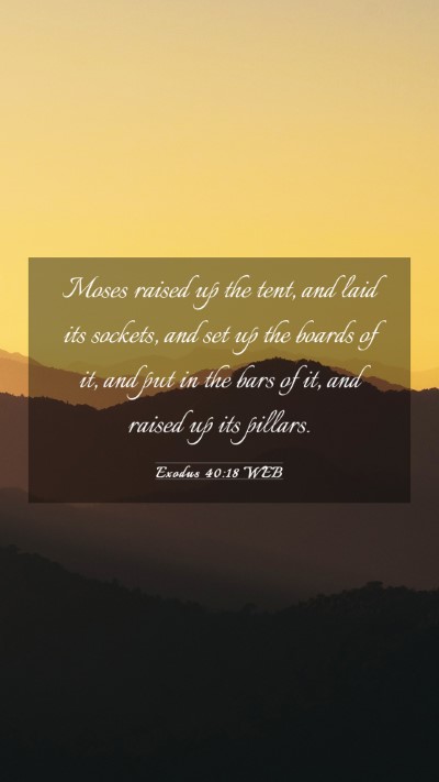 Picture 03 - Exodus 40:18 WEB Mobile Phone Wallpaper - Moses raised up the tent, and laid its sockets, - Mobile Bible Verse Wallpaper