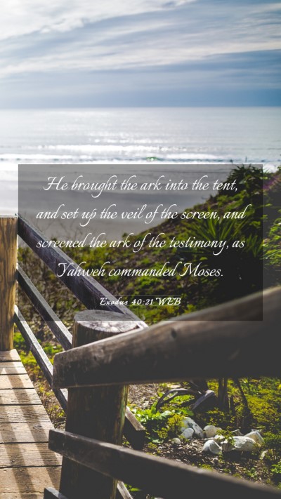 Picture 03 - Exodus 40:21 WEB Mobile Phone Wallpaper - He brought the ark into the tent, and set up the - Mobile Bible Verse Wallpaper