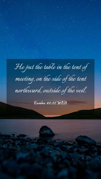 Picture 03 - Exodus 40:22 WEB Mobile Phone Wallpaper - He put the table in the tent of meeting, on the - Mobile Bible Verse Wallpaper