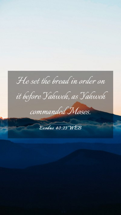 Picture 03 - Exodus 40:23 WEB Mobile Phone Wallpaper - He set the bread in order on it before Yahweh, as - Mobile Bible Verse Wallpaper