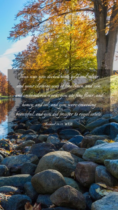 Picture 03 - Ezekiel 16:13 WEB Mobile Phone Wallpaper - Thus was you decked with gold and silver; and - Mobile Bible Verse Wallpaper