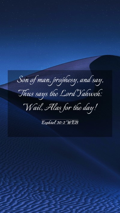 Picture 03 - Ezekiel 30:2 WEB Mobile Phone Wallpaper - Son of man, prophesy, and say, Thus says the Lord - Mobile Bible Verse Wallpaper