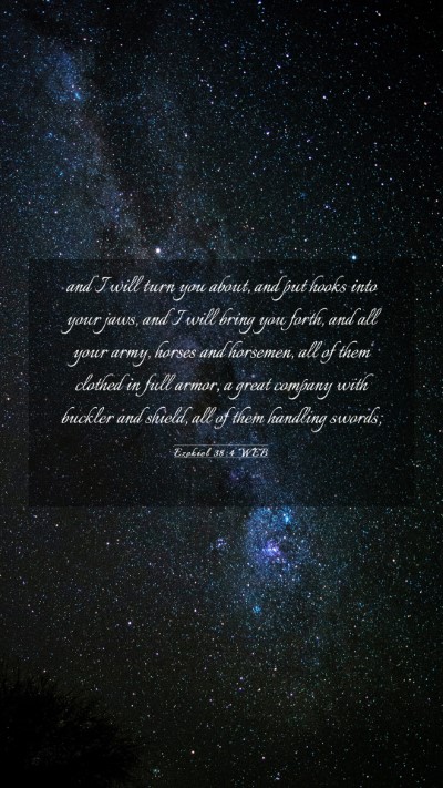 Picture 03 - Ezekiel 38:4 WEB Mobile Phone Wallpaper - and I will turn you about, and put hooks into - Mobile Bible Verse Wallpaper