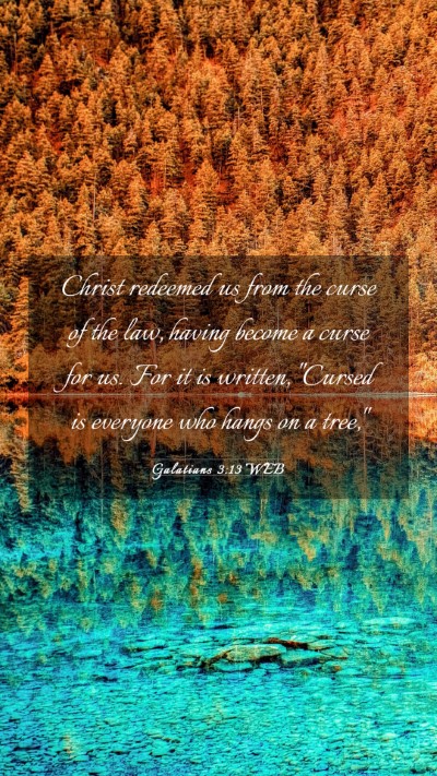 Picture 03 - Galatians 3:13 WEB Mobile Phone Wallpaper - Christ redeemed us from the curse of the law, - Mobile Bible Verse Wallpaper