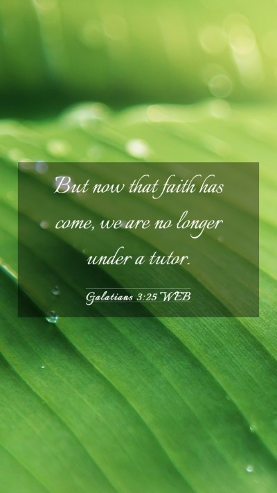 Picture 03 - Galatians 3:25 WEB Mobile Phone Wallpaper - But now that faith has come, we are no longer - Mobile Bible Verse Wallpaper
