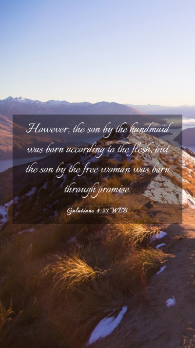 Picture 03 - Galatians 4:23 WEB Mobile Phone Wallpaper - However, the son by the handmaid was born - Mobile Bible Verse Wallpaper