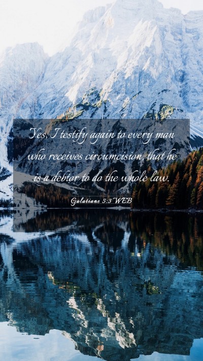 Picture 03 - Galatians 5:3 WEB Mobile Phone Wallpaper - Yes, I testify again to every man who receives - Mobile Bible Verse Wallpaper