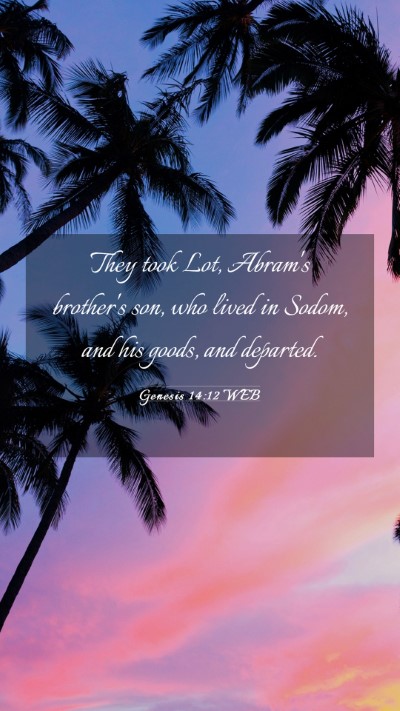 Picture 03 - Genesis 14:12 WEB Mobile Phone Wallpaper - They took Lot, Abram's brother's son, who lived - Mobile Bible Verse Wallpaper