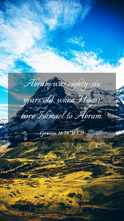 Picture 03 - Genesis 16:16 WEB Mobile Phone Wallpaper - Abram was eighty-six years old, when Hagar bore - Mobile Bible Verse Wallpaper