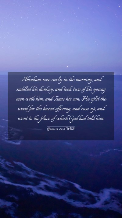 Picture 03 - Genesis 22:3 WEB Mobile Phone Wallpaper - Abraham rose early in the morning, and saddled - Mobile Bible Verse Wallpaper