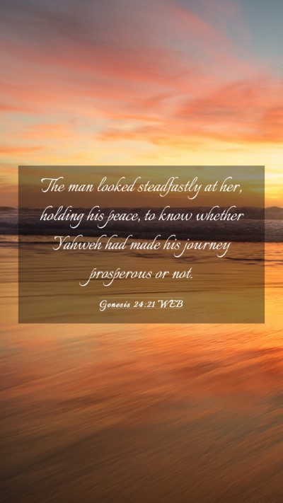 Picture 03 - Genesis 24:21 WEB Mobile Phone Wallpaper - The man looked steadfastly at her, holding his - Mobile Bible Verse Wallpaper