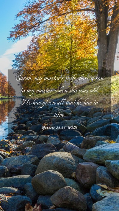 Picture 03 - Genesis 24:36 WEB Mobile Phone Wallpaper - Sarah, my master's wife, bore a son to my master - Mobile Bible Verse Wallpaper