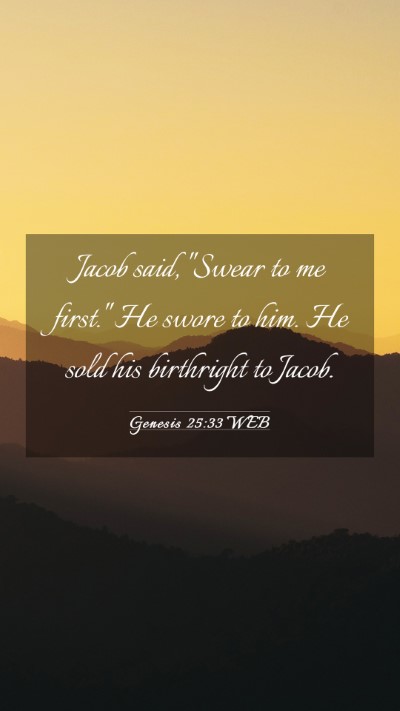 Picture 03 - Genesis 25:33 WEB Mobile Phone Wallpaper - Jacob said, 