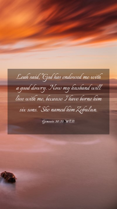 Picture 03 - Genesis 30:20 WEB Mobile Phone Wallpaper - Leah said, 