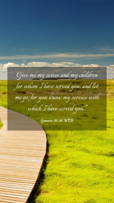 Picture 03 - Genesis 30:26 WEB Mobile Phone Wallpaper - Give me my wives and my children for whom I have - Mobile Bible Verse Wallpaper