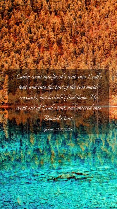 Picture 03 - Genesis 31:33 WEB Mobile Phone Wallpaper - Laban went into Jacob's tent, into Leah's tent, - Mobile Bible Verse Wallpaper