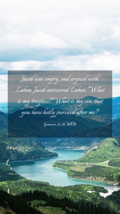 Picture 03 - Genesis 31:36 WEB Mobile Phone Wallpaper - Jacob was angry, and argued with Laban. Jacob - Mobile Bible Verse Wallpaper