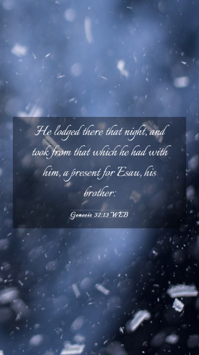 Picture 03 - Genesis 32:13 WEB Mobile Phone Wallpaper - He lodged there that night, and took from that - Mobile Bible Verse Wallpaper