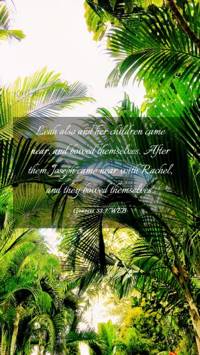 Picture 03 - Genesis 33:7 WEB Mobile Phone Wallpaper - Leah also and her children came near, and bowed - Mobile Bible Verse Wallpaper