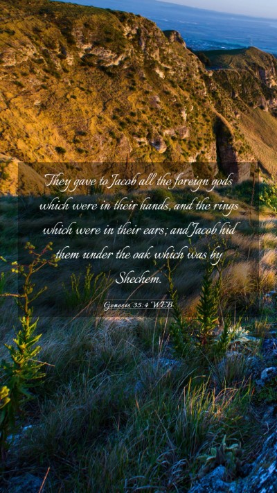 Picture 03 - Genesis 35:4 WEB Mobile Phone Wallpaper - They gave to Jacob all the foreign gods which - Mobile Bible Verse Wallpaper