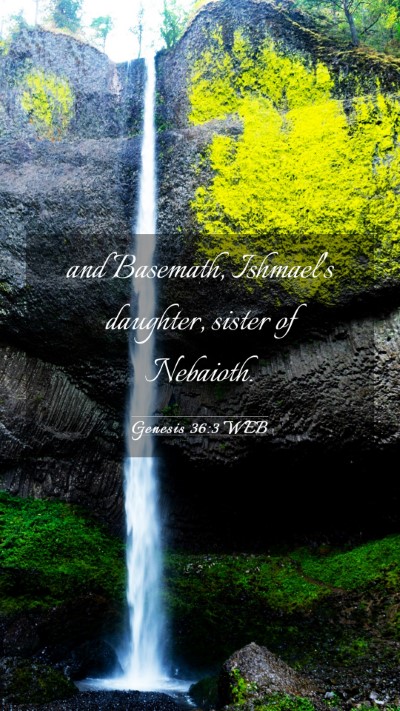 Picture 03 - Genesis 36:3 WEB Mobile Phone Wallpaper - and Basemath, Ishmael's daughter, sister of - Mobile Bible Verse Wallpaper
