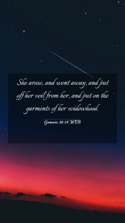 Picture 03 - Genesis 38:19 WEB Mobile Phone Wallpaper - She arose, and went away, and put off her veil - Mobile Bible Verse Wallpaper