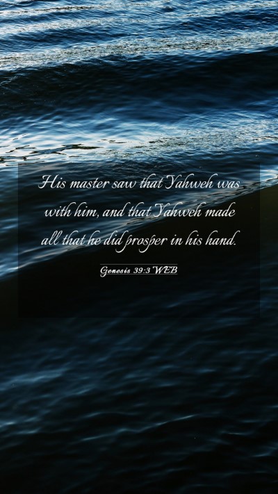Picture 03 - Genesis 39:3 WEB Mobile Phone Wallpaper - His master saw that Yahweh was with him, and that - Mobile Bible Verse Wallpaper