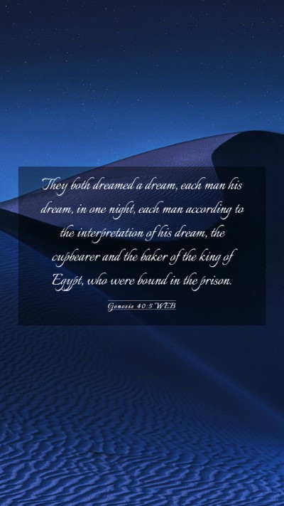 Picture 03 - Genesis 40:5 WEB Mobile Phone Wallpaper - They both dreamed a dream, each man his dream, in - Mobile Bible Verse Wallpaper