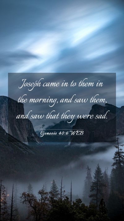 Picture 03 - Genesis 40:6 WEB Mobile Phone Wallpaper - Joseph came in to them in the morning, and saw - Mobile Bible Verse Wallpaper