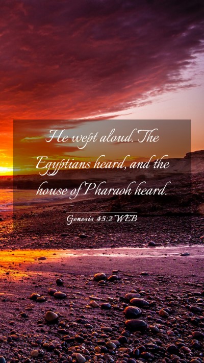 Picture 03 - Genesis 45:2 WEB Mobile Phone Wallpaper - He wept aloud. The Egyptians heard, and the house - Mobile Bible Verse Wallpaper