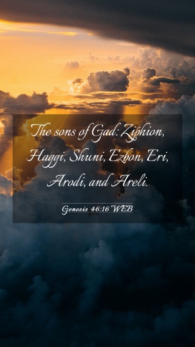 Picture 03 - Genesis 46:16 WEB Mobile Phone Wallpaper - The sons of Gad: Ziphion, Haggi, Shuni, Ezbon, - Mobile Bible Verse Wallpaper
