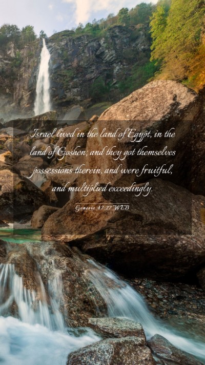 Picture 03 - Genesis 47:27 WEB Mobile Phone Wallpaper - Israel lived in the land of Egypt, in the land of - Mobile Bible Verse Wallpaper