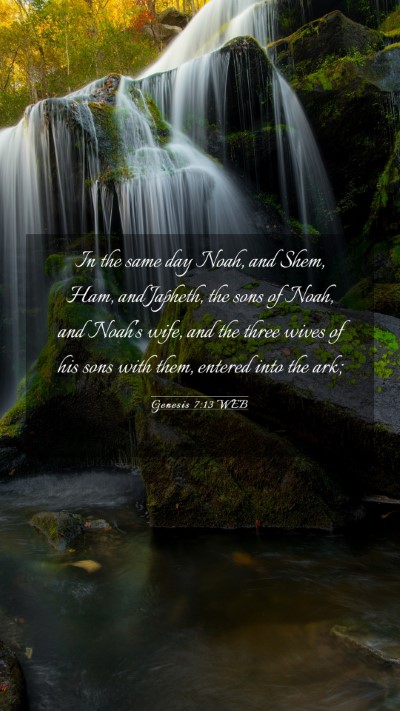 Picture 03 - Genesis 7:13 WEB Mobile Phone Wallpaper - In the same day Noah, and Shem, Ham, and Japheth, - Mobile Bible Verse Wallpaper
