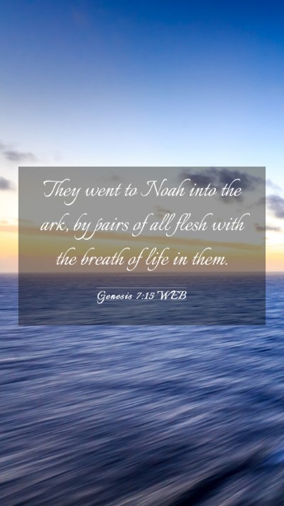 Picture 03 - Genesis 7:15 WEB Mobile Phone Wallpaper - They went to Noah into the ark, by pairs of all - Mobile Bible Verse Wallpaper