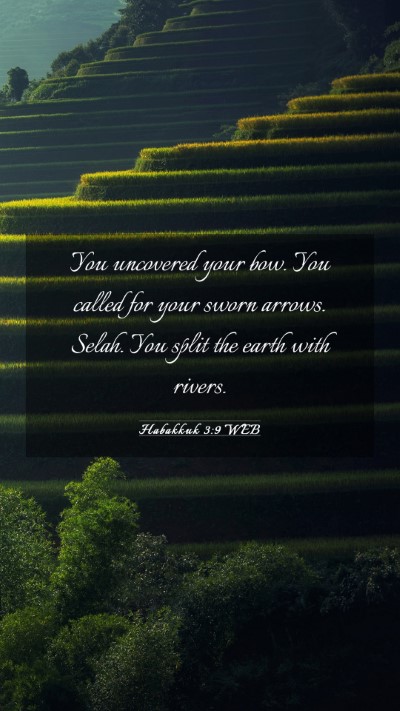 Picture 03 - Habakkuk 3:9 WEB Mobile Phone Wallpaper - You uncovered your bow. You called for your sworn - Mobile Bible Verse Wallpaper