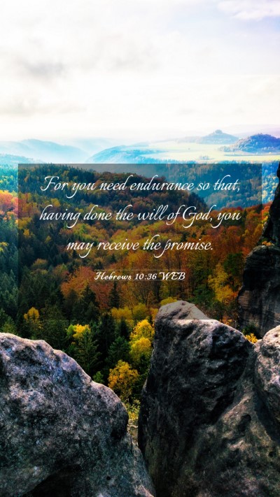 Picture 03 - Hebrews 10:36 WEB Mobile Phone Wallpaper - For you need endurance so that, having done the - Mobile Bible Verse Wallpaper
