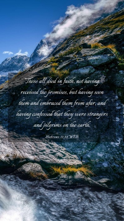 Picture 03 - Hebrews 11:13 WEB Mobile Phone Wallpaper - These all died in faith, not having received the - Mobile Bible Verse Wallpaper