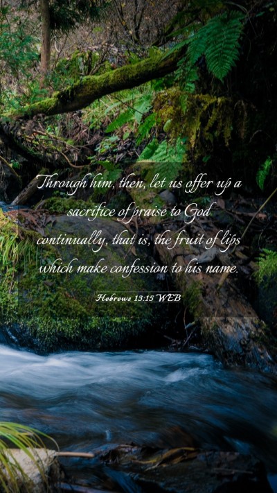 Picture 03 - Hebrews 13:15 WEB Mobile Phone Wallpaper - Through him, then, let us offer up a sacrifice of - Mobile Bible Verse Wallpaper