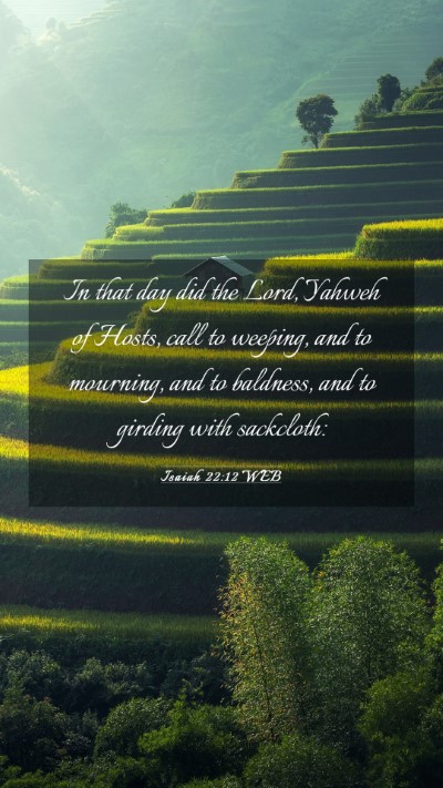 Picture 03 - Isaiah 22:12 WEB Mobile Phone Wallpaper - In that day did the Lord, Yahweh of Hosts, call - Mobile Bible Verse Wallpaper