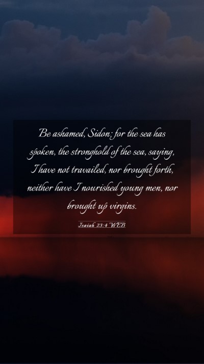 Picture 03 - Isaiah 23:4 WEB Mobile Phone Wallpaper - Be ashamed, Sidon; for the sea has spoken, the - Mobile Bible Verse Wallpaper