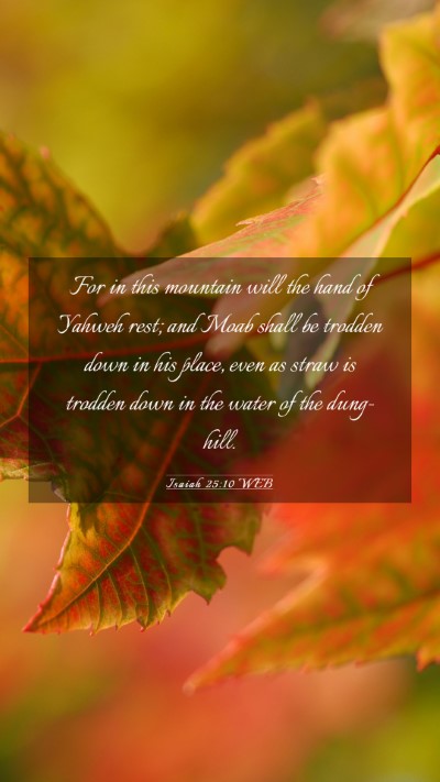 Picture 03 - Isaiah 25:10 WEB Mobile Phone Wallpaper - For in this mountain will the hand of Yahweh - Mobile Bible Verse Wallpaper