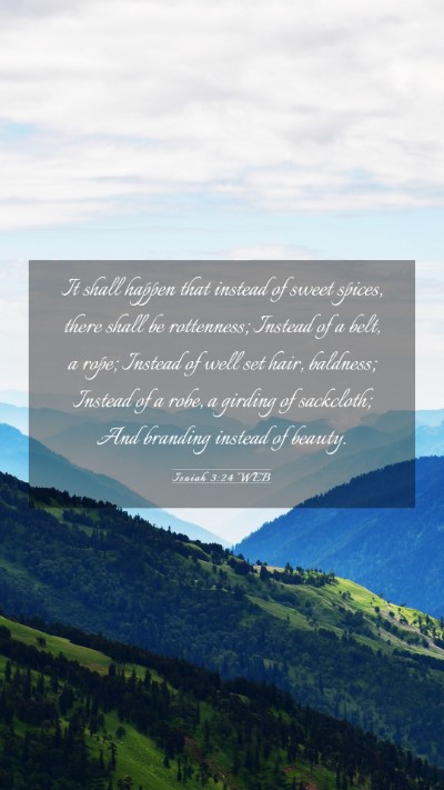 Picture 03 - Isaiah 3:24 WEB Mobile Phone Wallpaper - It shall happen that instead of sweet spices, - Mobile Bible Verse Wallpaper