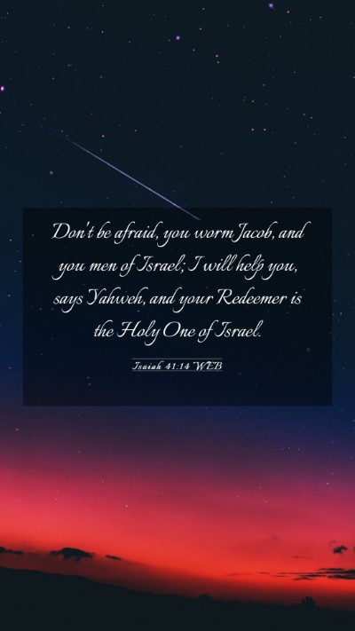 Picture 03 - Isaiah 41:14 WEB Mobile Phone Wallpaper - Don't be afraid, you worm Jacob, and you men of - Mobile Bible Verse Wallpaper