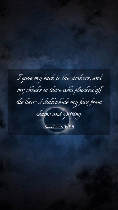 Picture 03 - Isaiah 50:6 WEB Mobile Phone Wallpaper - I gave my back to the strikers, and my cheeks to - Mobile Bible Verse Wallpaper