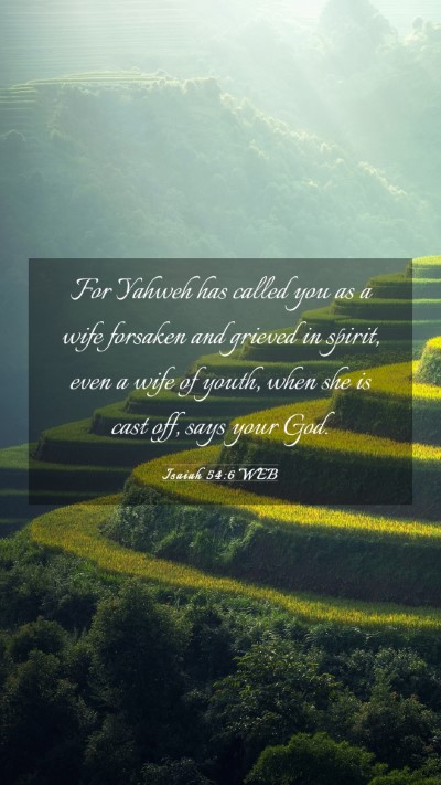Picture 03 - Isaiah 54:6 WEB Mobile Phone Wallpaper - For Yahweh has called you as a wife forsaken and - Mobile Bible Verse Wallpaper