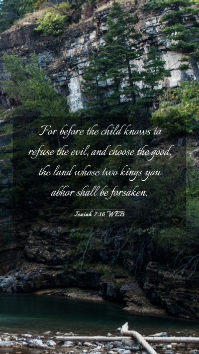 Picture 03 - Isaiah 7:16 WEB Mobile Phone Wallpaper - For before the child knows to refuse the evil, - Mobile Bible Verse Wallpaper