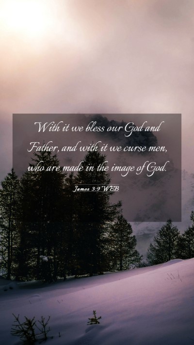 Picture 03 - James 3:9 WEB Mobile Phone Wallpaper - With it we bless our God and Father, and with it - Mobile Bible Verse Wallpaper