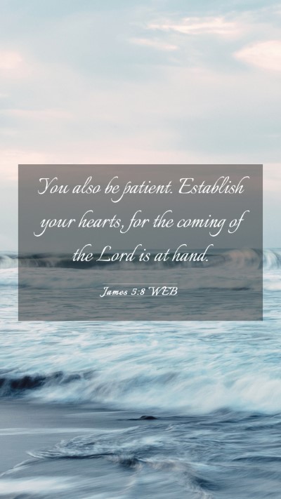 Picture 03 - James 5:8 WEB Mobile Phone Wallpaper - You also be patient. Establish your hearts, for - Mobile Bible Verse Wallpaper
